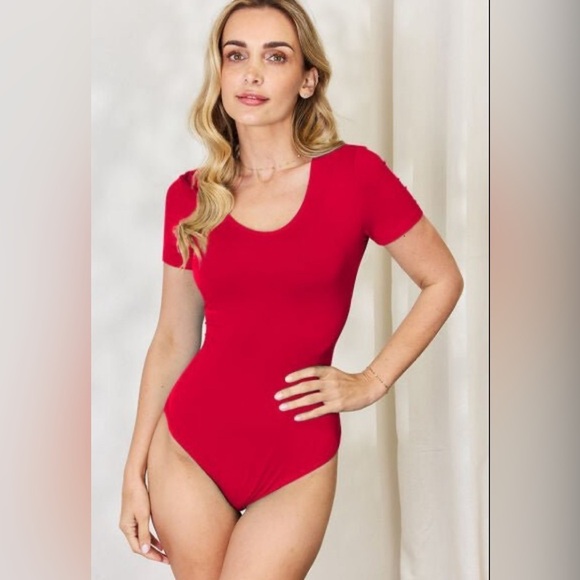Firefly Lane Boutique1 Tops - Fierce Passion Short Sleeve Red Bodysuit